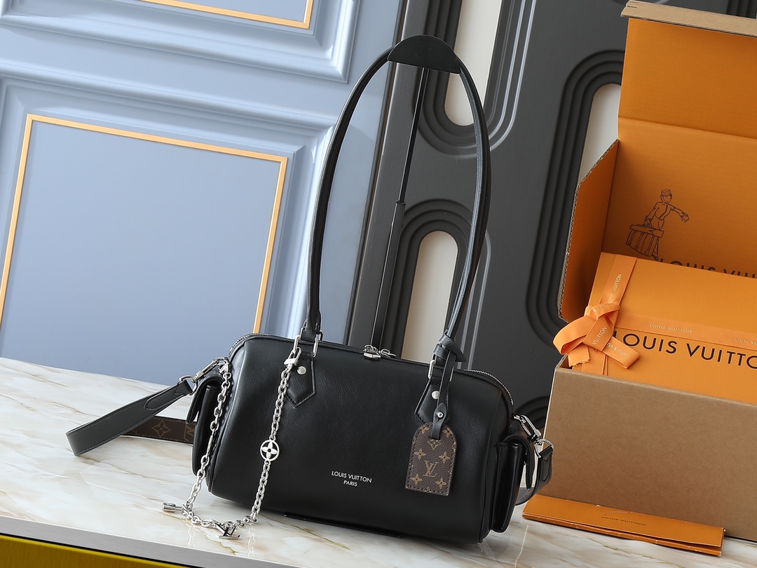 LV Nano Speedy Handbag Monogram Canvas Shoulder Strap Street Style